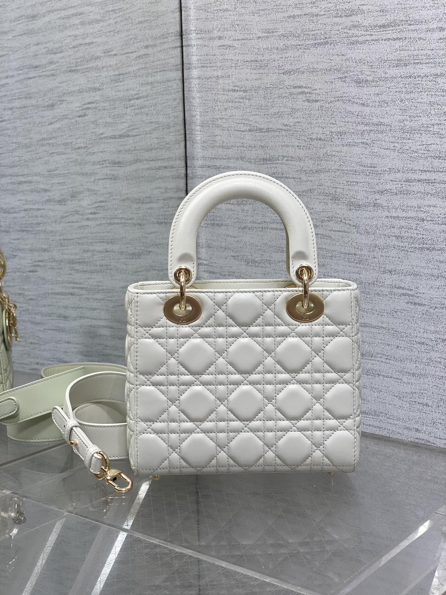 Small Lady Dior My ABCDior Bag Latte Cannage Lambskin